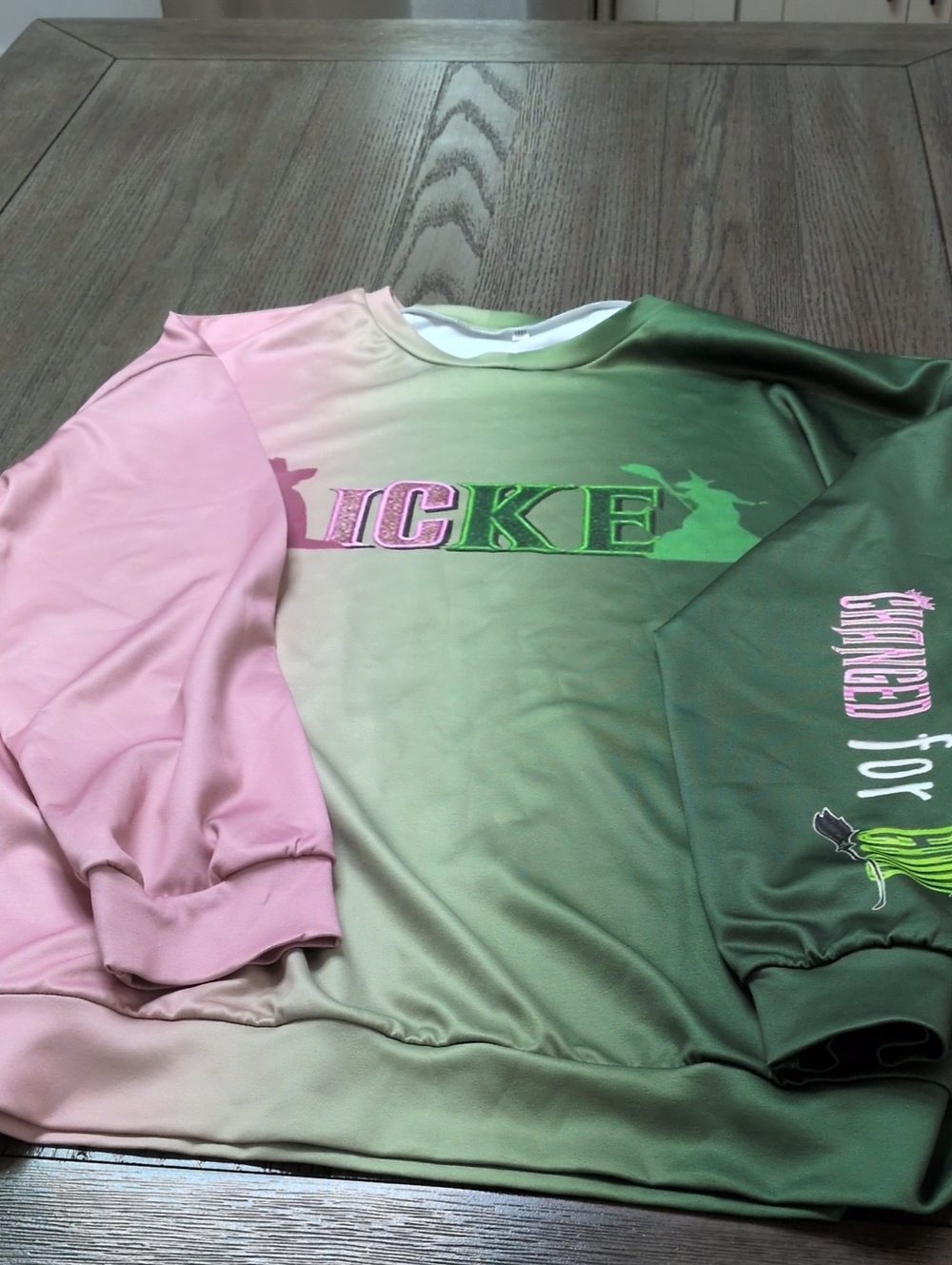 Kids Gradient Pink & Green Graphic Sweatshirt